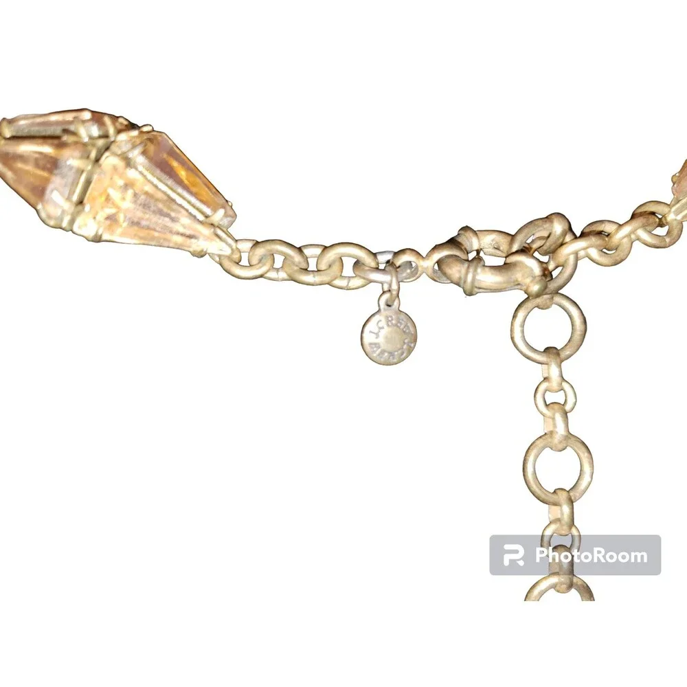 Vintage J. Crew Crystal Choker Necklace, Blush Gold, 1980s Retro Style